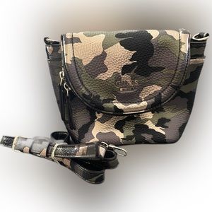 Guess Terra Mini Crossbody in Metallic Camo with Top Zipper Flap